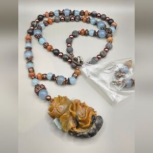 Handbeaded natural stone necklace
